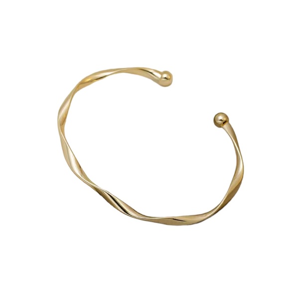 Wavy Style Gold Minimalist Cuff Bracelet - Picture 4 of 6